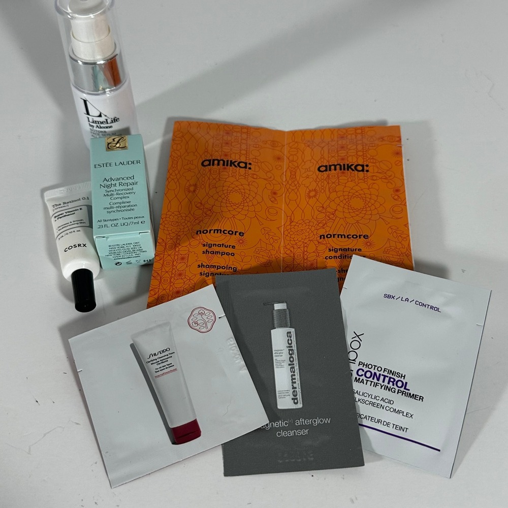 Estee Lauder Shiseido Dermalogica COSRX Amika Skincare Haircare Sample Bundle
